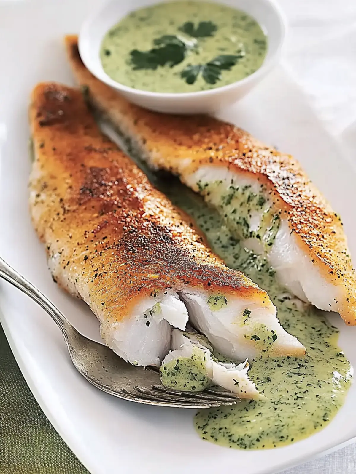 Delicious Sea Bass Fillets with Parsley Sauce to Impress! 3 Sea Bass Fillets with Parsley Sauce