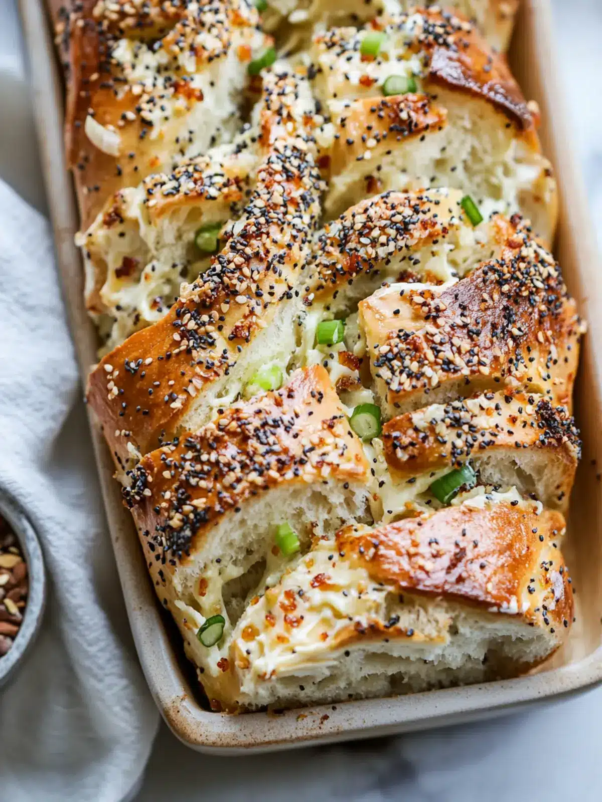 Everything Bagel Scallion Cream Cheese Pull-Apart Bread Bliss 3 Everything Bagel Scallion Cream Cheese Pull-Apart Bread