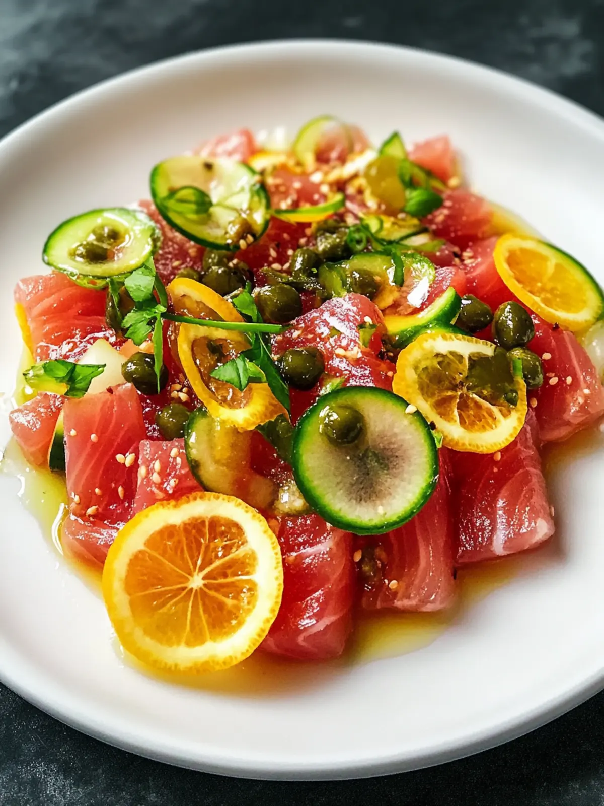 Fresh Tuna Crudo with Citrus Capers for Effortless Elegance 2 Fresh Tuna Crudo Citrus Capers