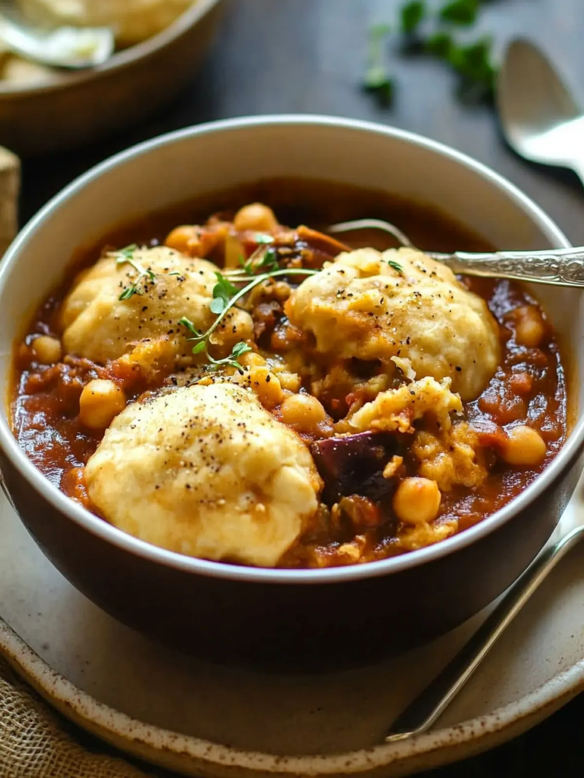 Comforting Eggplant & Chickpea Stew with Cheddar Dumplings 3 Eggplant & Chickpea Stew with Cheddar Dumplings