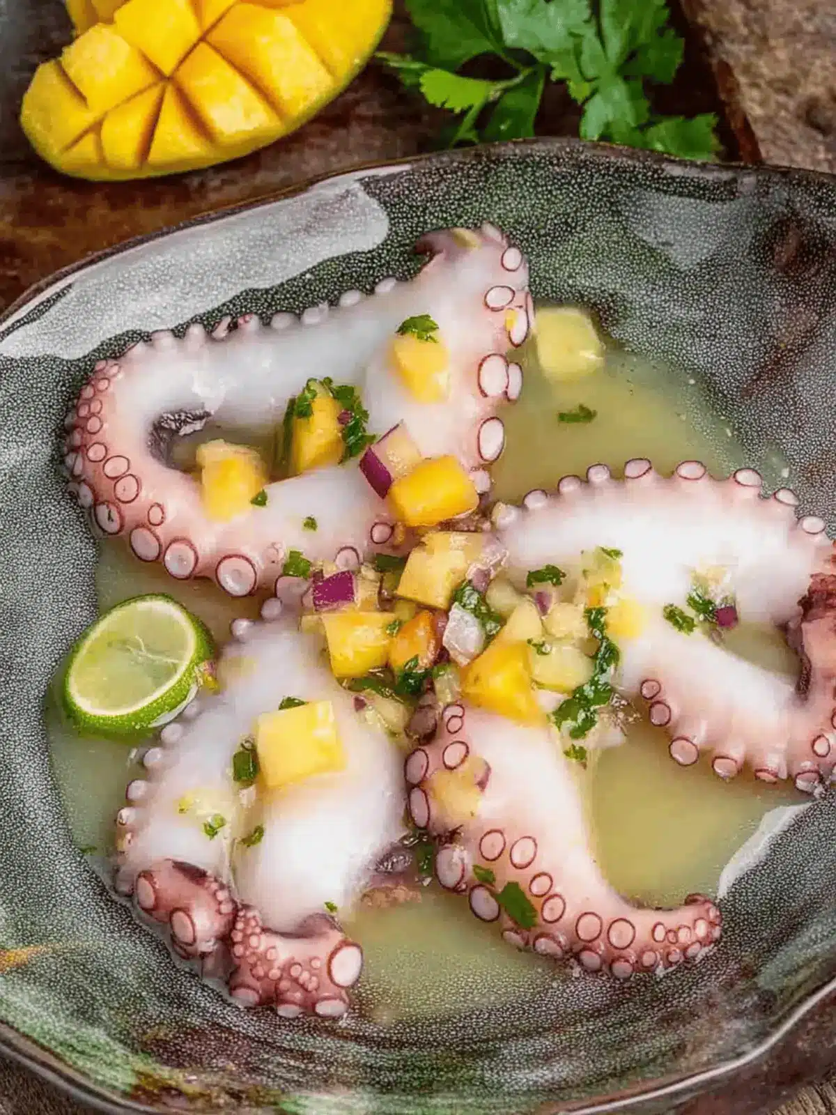 Irresistible Caribbean Octopus Appetizer with Mango Salsa 4 Caribbean Octopus Appetizer with Mango Salsa