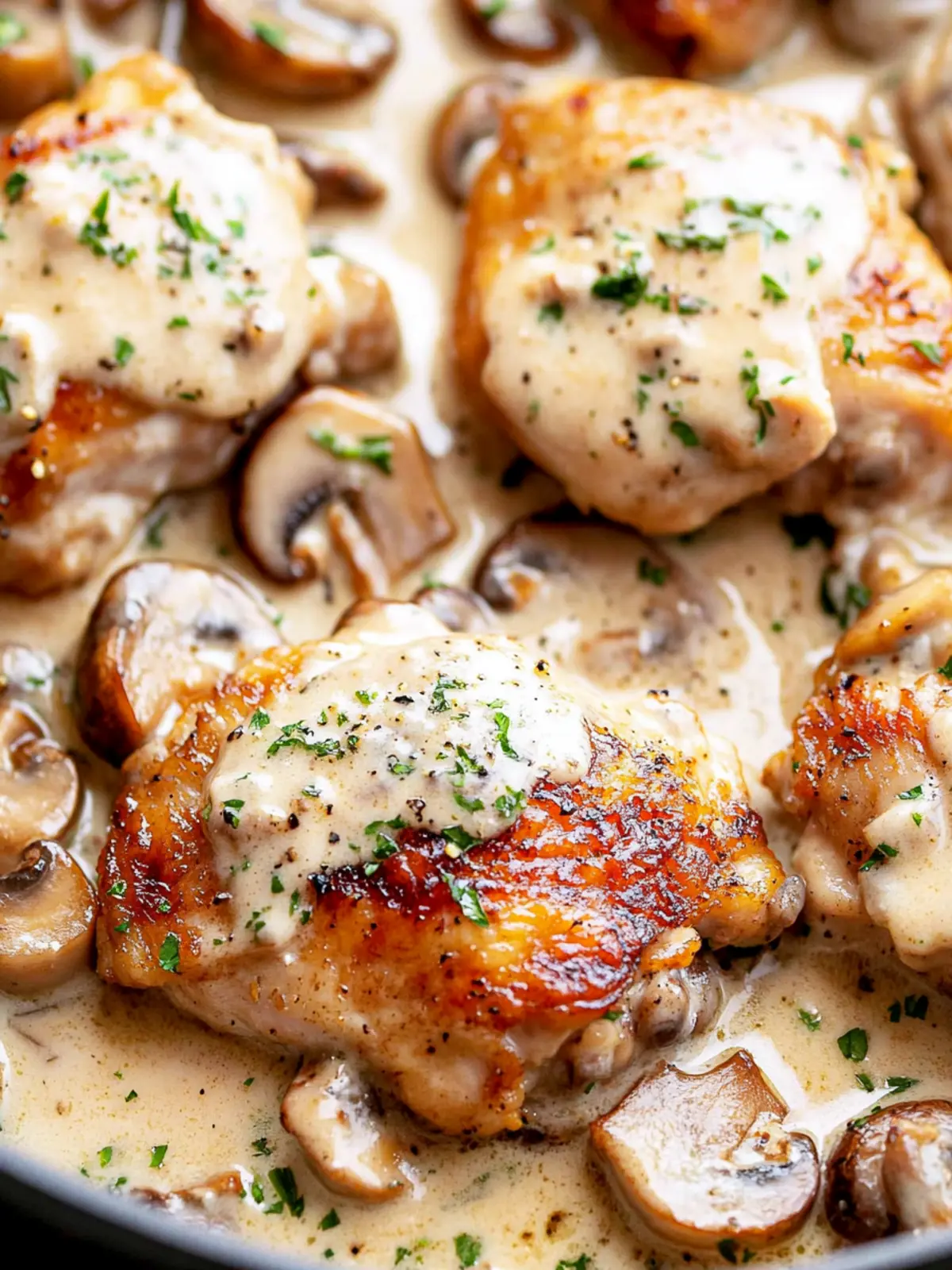 Crispy Boneless Chicken Thighs in Creamy Mushroom Sauce Bliss 2 Crispy Boneless Chicken Thighs in a Creamy Mushroom Sauce