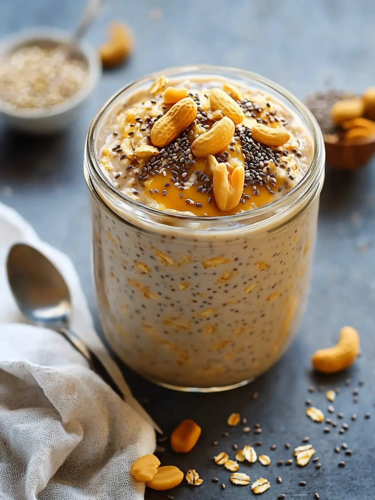 Gluten-Free Peanut Butter Overnight Oats with Chia Seeds Bliss 3 Gluten-Free Peanut Butter Overnight Oats with Chia Seeds
