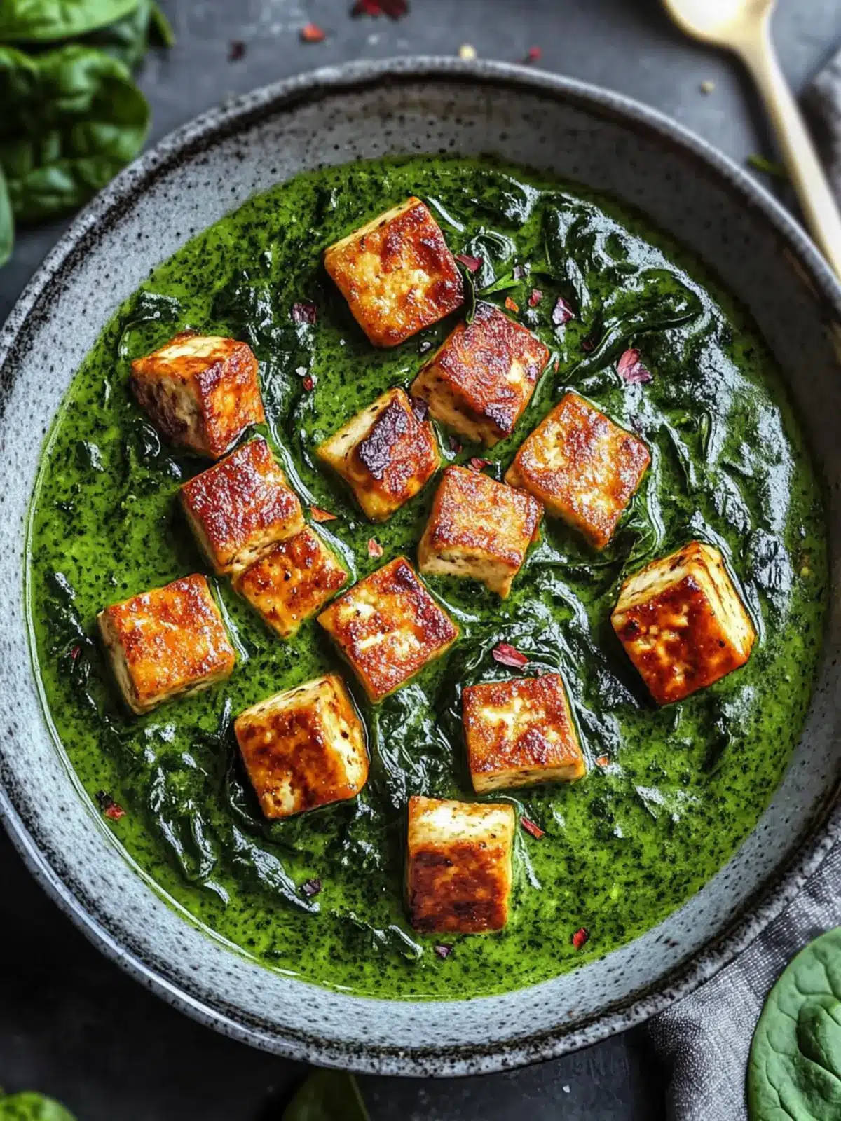 Creamy Spinach Curry Sauce with Crispy Tofu for Quick Comfort 2 Creamy Spinach Curry Sauce with Crispy Tofu