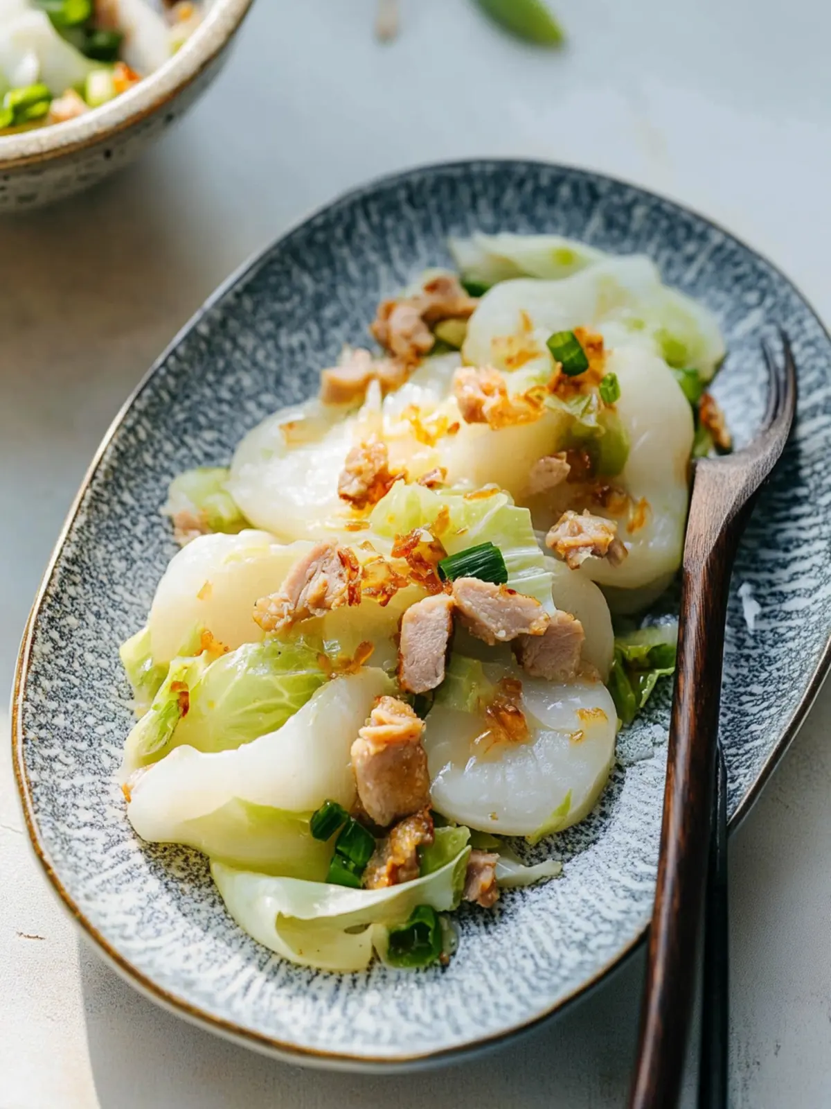 Savory Rice Cakes with Napa Cabbage & Pork Stir-Fry Delight 4 Rice Cakes with Napa Cabbage & Pork