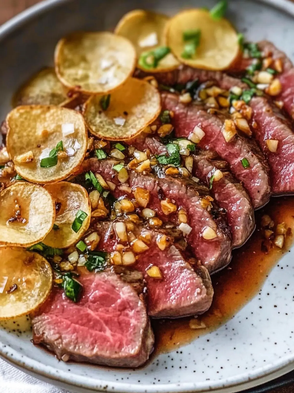 Ultimate Seared Beef Tataki with Garlic Chips & Ponzu Delight 2 Seared Beef Tataki with Garlic Chips & Ponzu