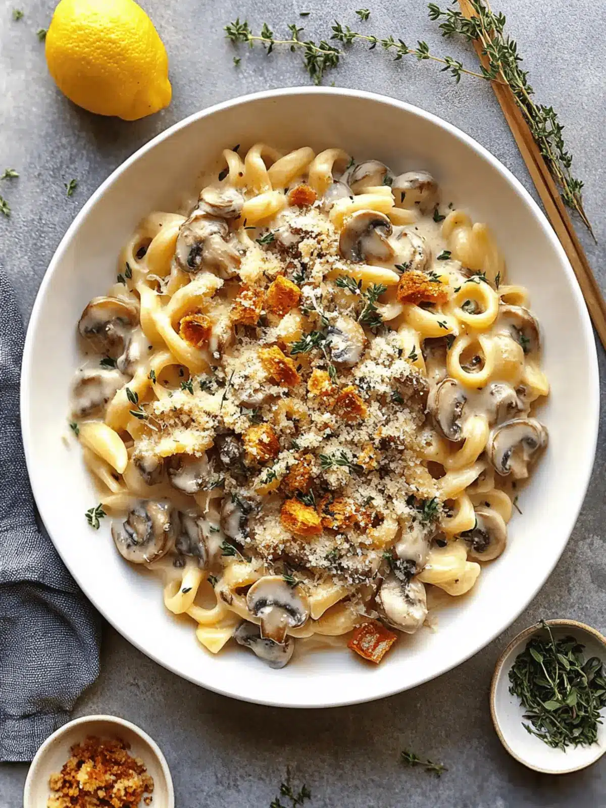 Cheesy Mushroom Pasta with Breadcrumbs and Thyme Bliss 4 Cheesy Mushroom Pasta with Breadcrumbs and Thyme