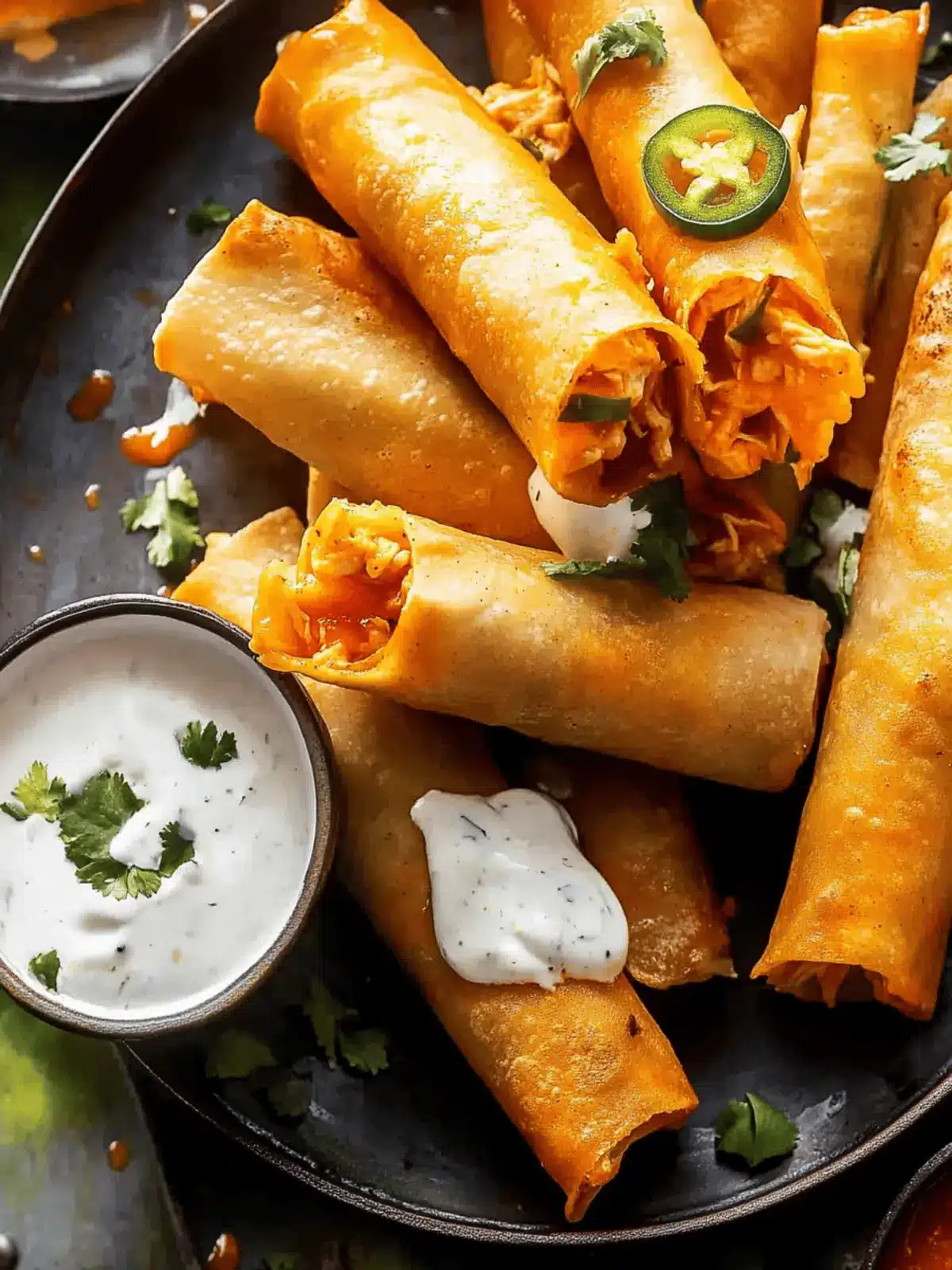 Spicy Jalapeño Cream Cheese Chicken Taquitos with Buffalo Sauce 4 Jalapeño Cream Cheese Chicken Taquitos with Buffalo Sauce