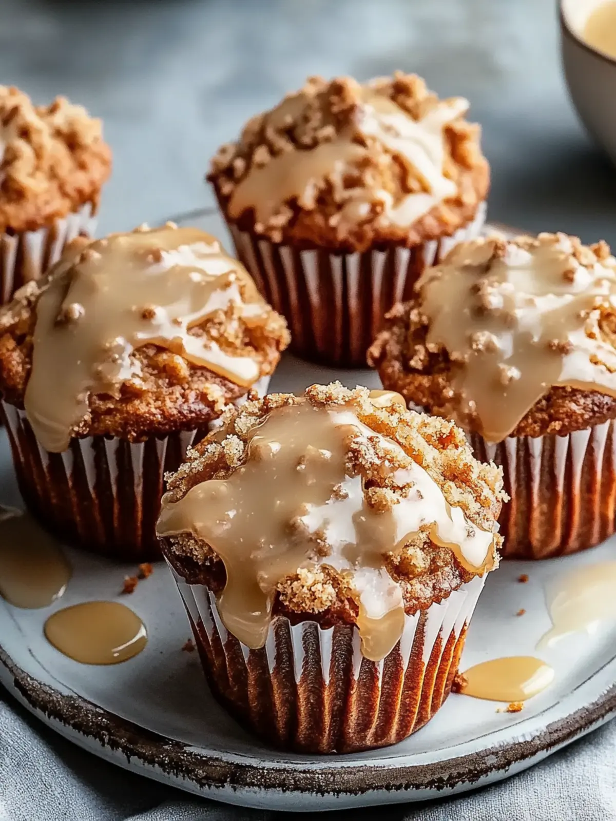 Chai-Spiced Carrot Muffins with Streusel and Caramel Bliss 4 Chai-Spiced Carrot Muffins with Streusel and Caramel Glaze