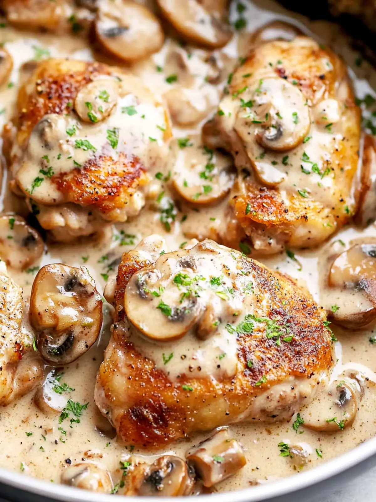 Crispy Boneless Chicken Thighs in Creamy Mushroom Sauce Bliss 3 Crispy Boneless Chicken Thighs in a Creamy Mushroom Sauce