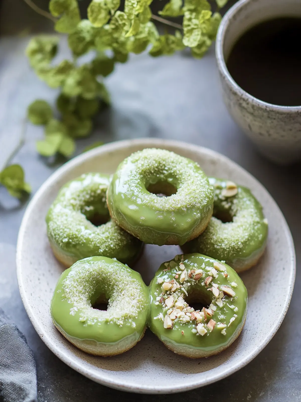 Matcha Doughnuts with Almond Glaze for a Sweet Kickstart 3 Matcha Doughnuts with Almond Glaze