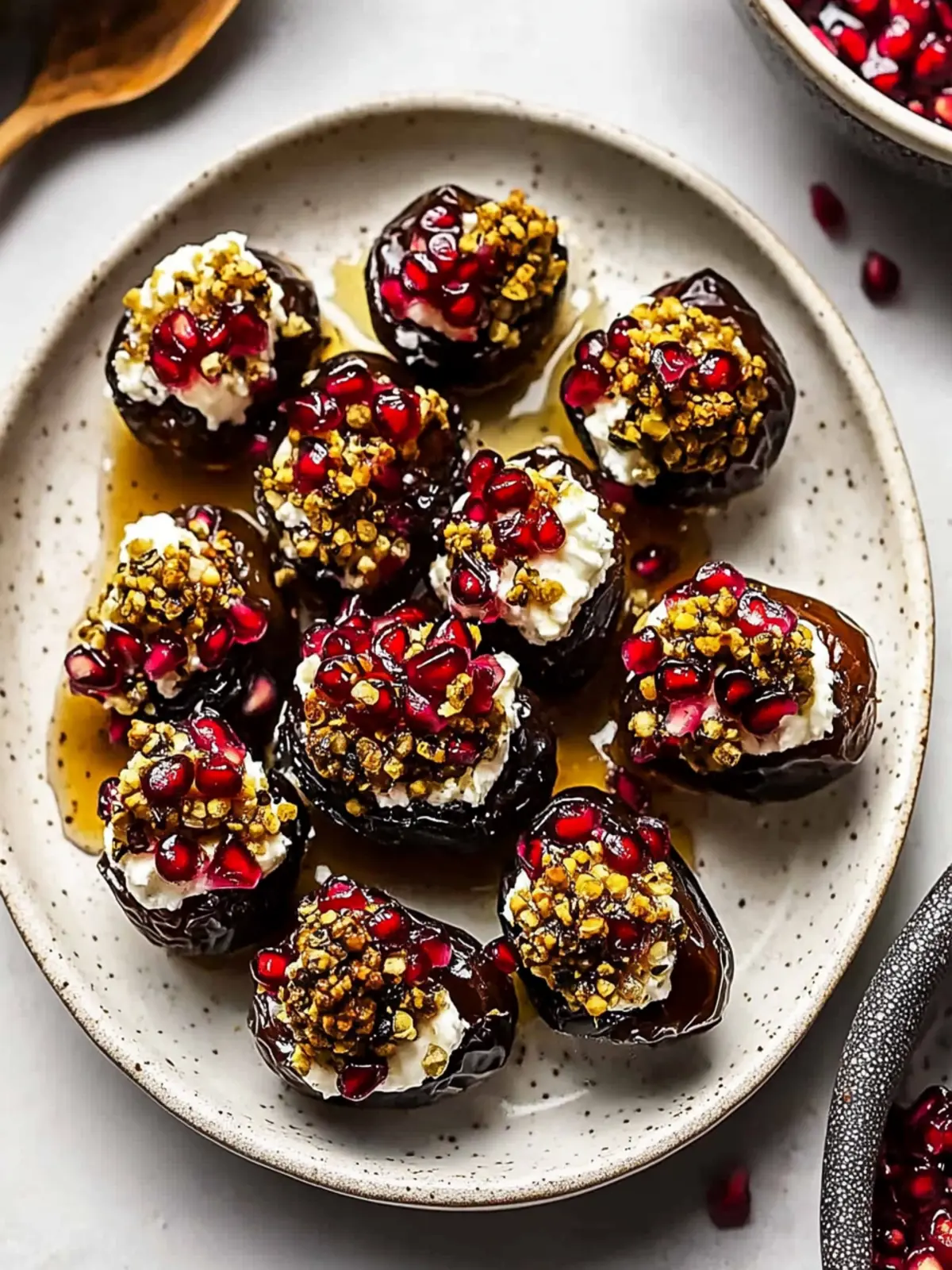 Irresistible Mascarpone Stuffed Dates with Pomegranate Delight 4 Mascarpone Stuffed Dates with Pomegranate and Honey