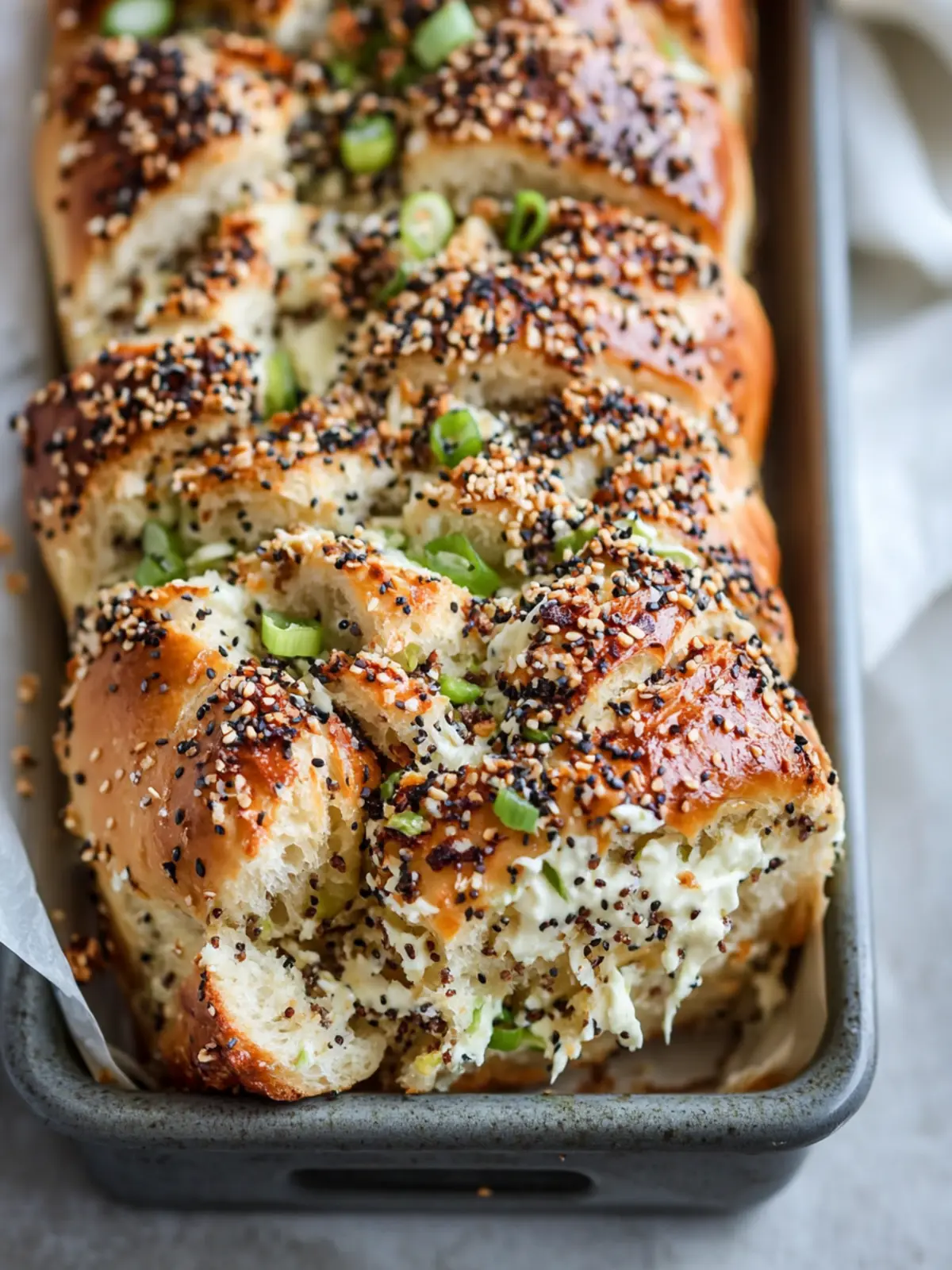 Everything Bagel Scallion Cream Cheese Pull-Apart Bread Bliss 2 Everything Bagel Scallion Cream Cheese Pull-Apart Bread