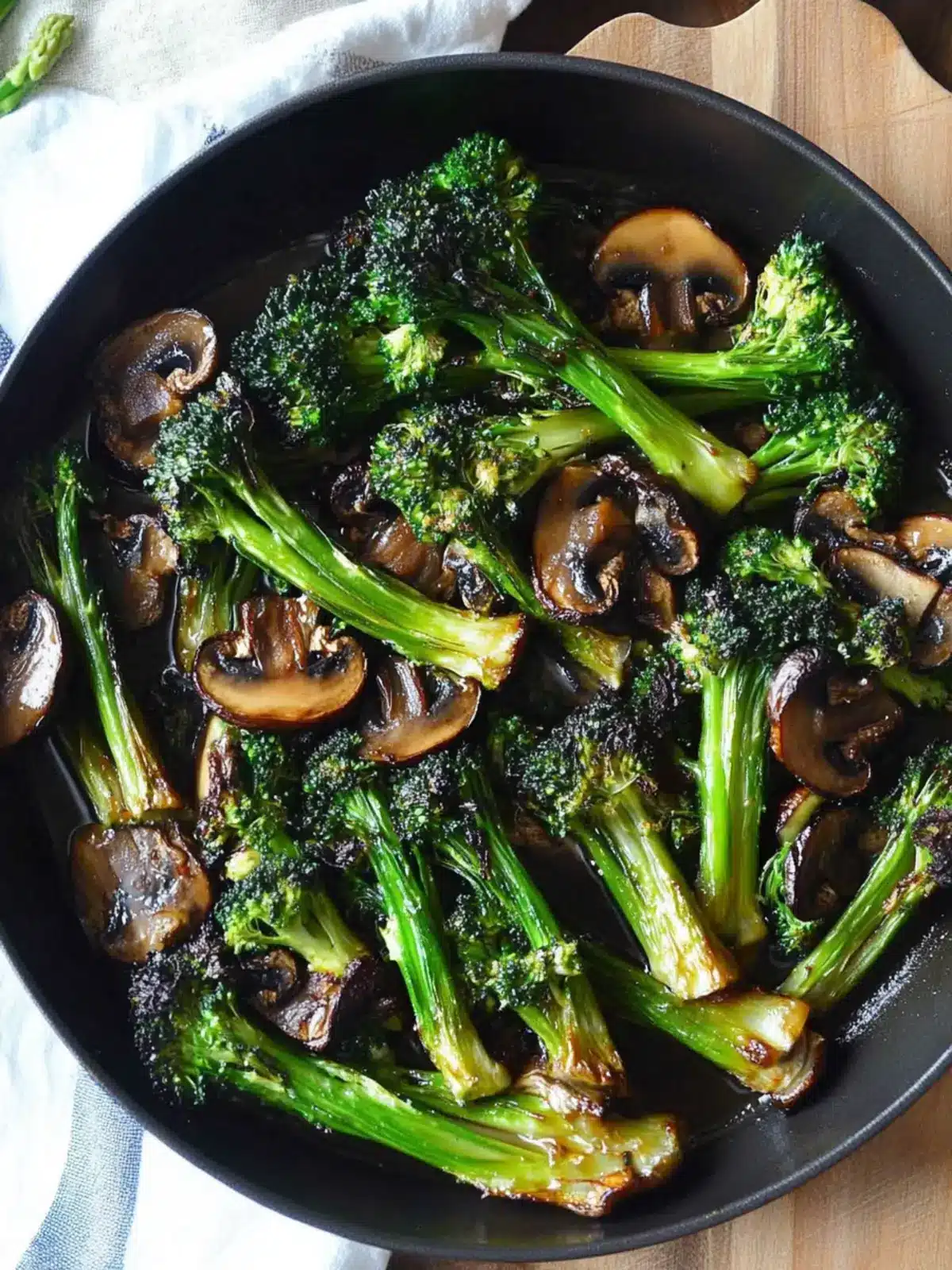 Savory Roasted Broccolini with Mushrooms in Balsamic Sauce 3 Roasted Broccolini with Mushrooms in Balsamic Sauce