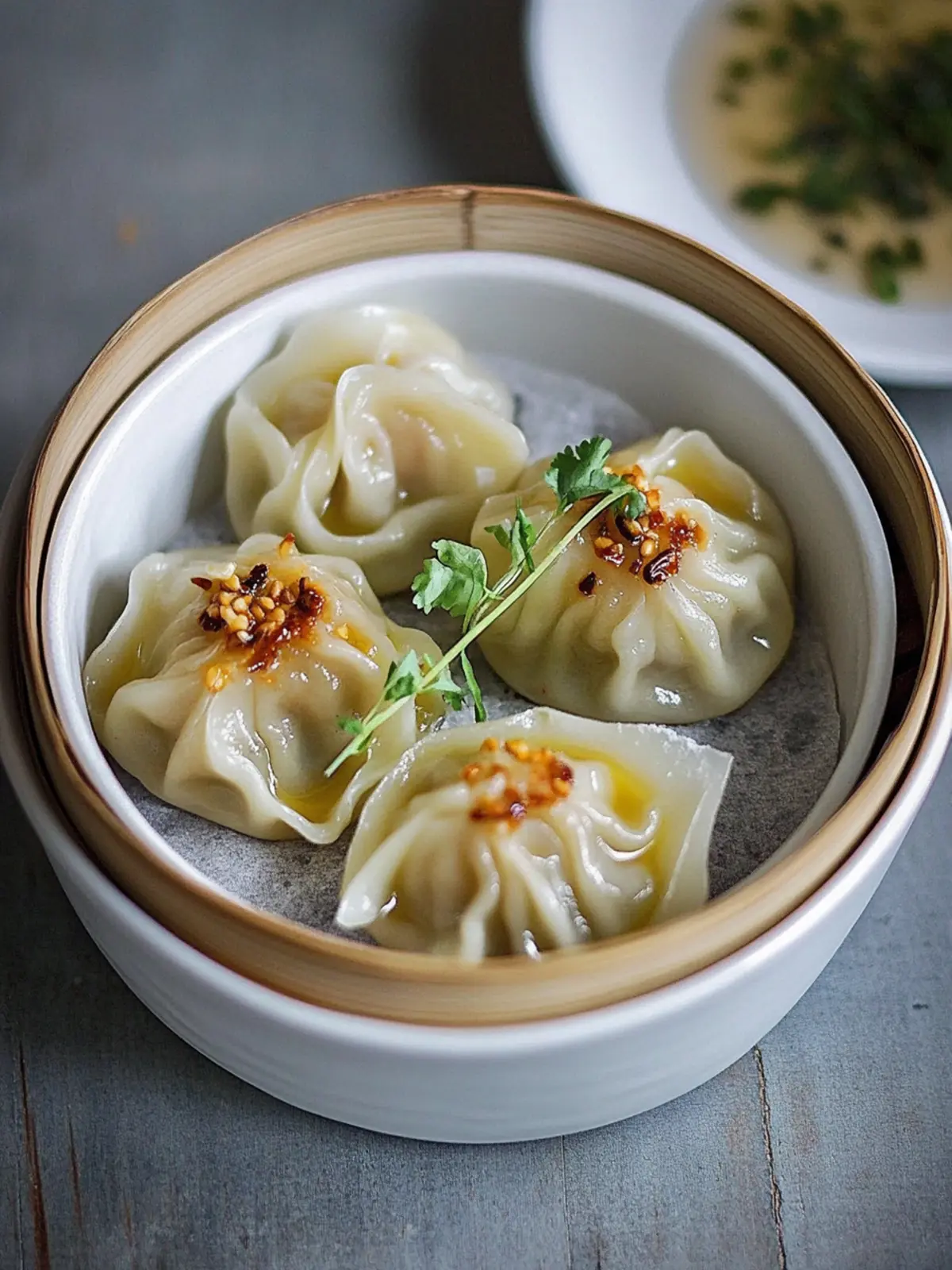 Delicious Steamed Dumplings in a Bowl for Cozy Nights 3 Steamed Dumplings in a Bowl