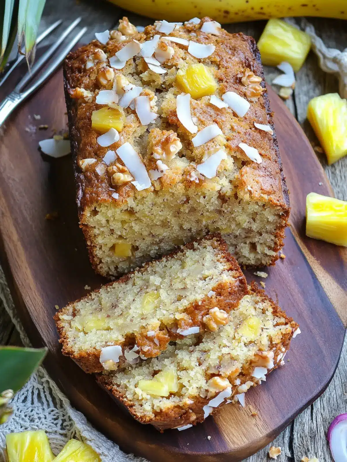 Tropical Hawaiian Banana Bread with Pineapple & Macadamia Nuts 4 Hawaiian Banana Bread with Pineapple, Coconut & Macadamia Nuts