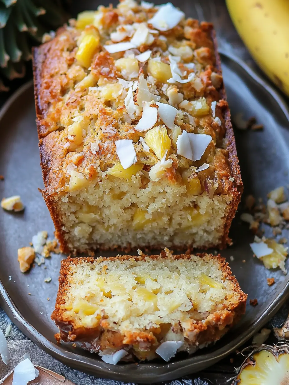 Tropical Hawaiian Banana Bread with Pineapple & Macadamia Nuts 3 Hawaiian Banana Bread with Pineapple, Coconut & Macadamia Nuts