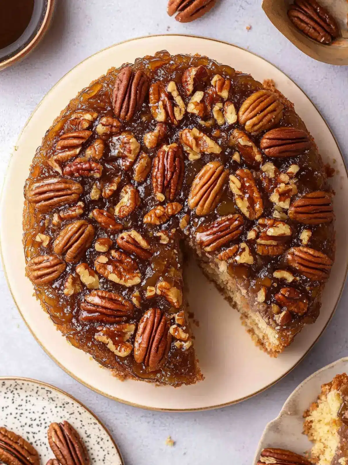 Indulge in Vegan Pecan Upside Down Cake Bliss Today 2 Vegan Pecan Upside Down Cake