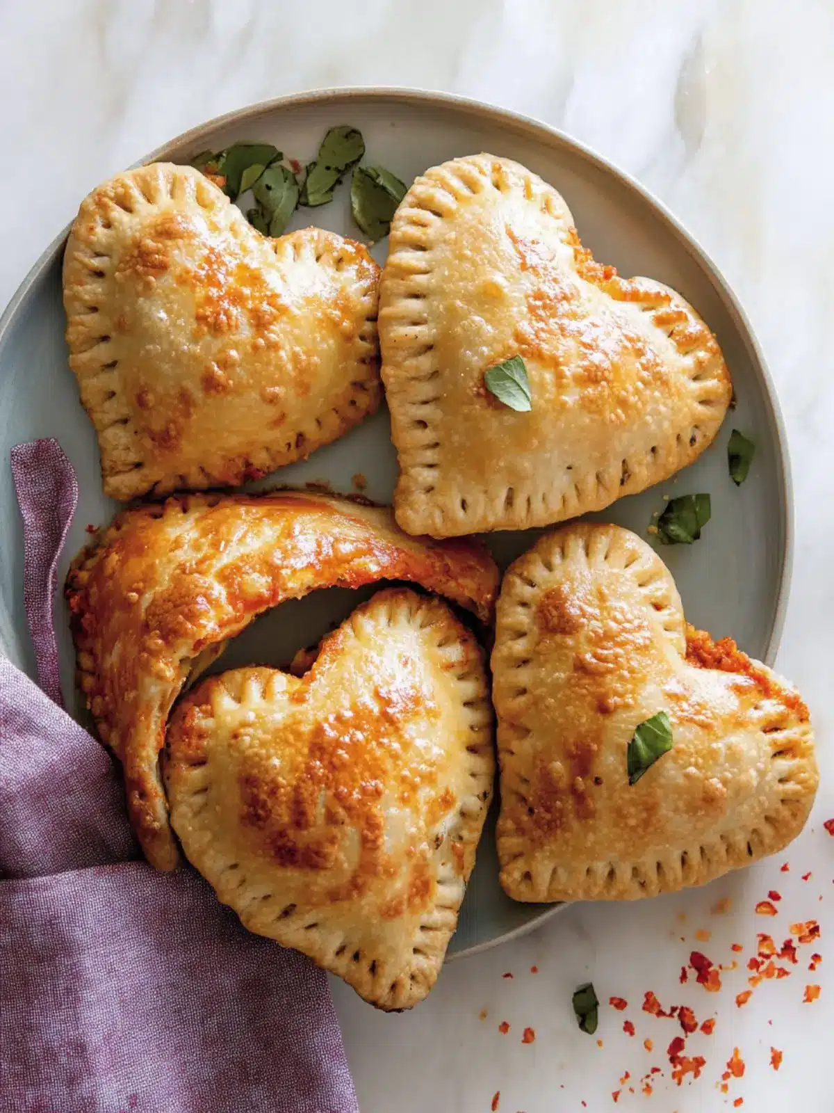 Mini Heart-Shaped Calzones: Love at First Bite! 3 Mini Heart-Shaped Calzones
