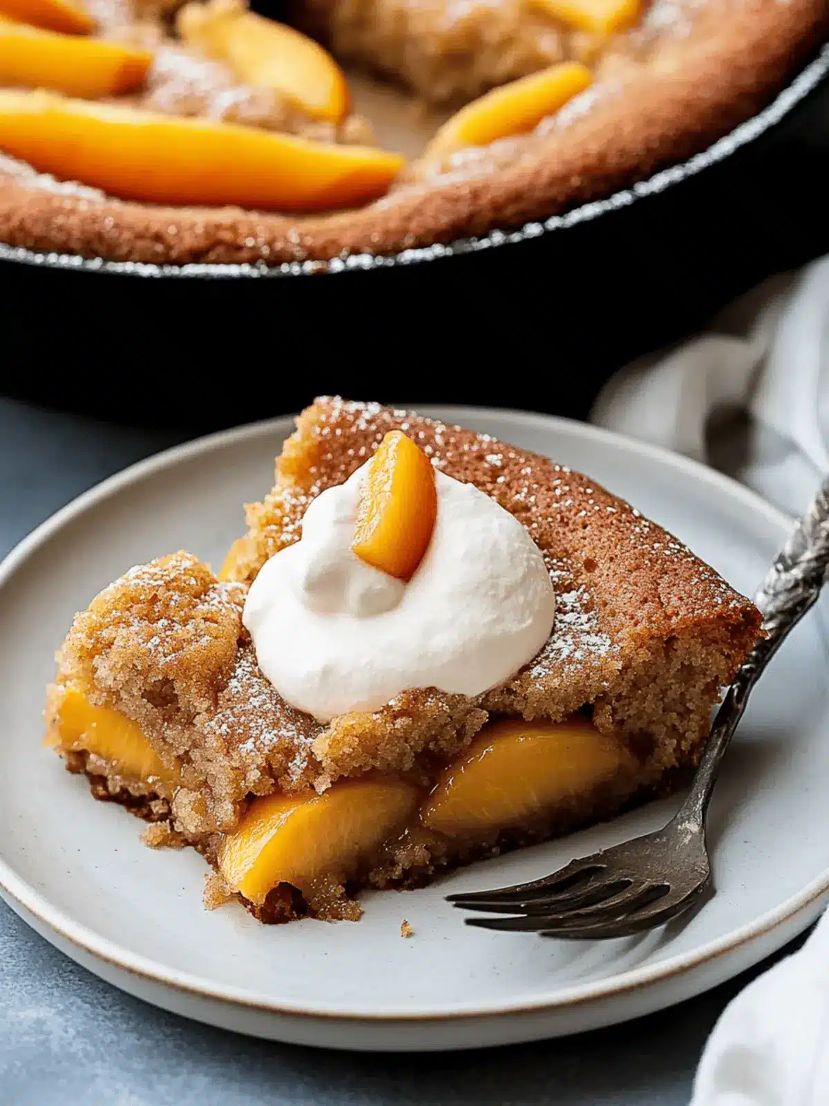 Decadent Brown Sugar Peach Skillet Cake with Vanilla Whipped Cream 3 Brown Sugar Peach Skillet Cake with Vanilla Whipped Cream