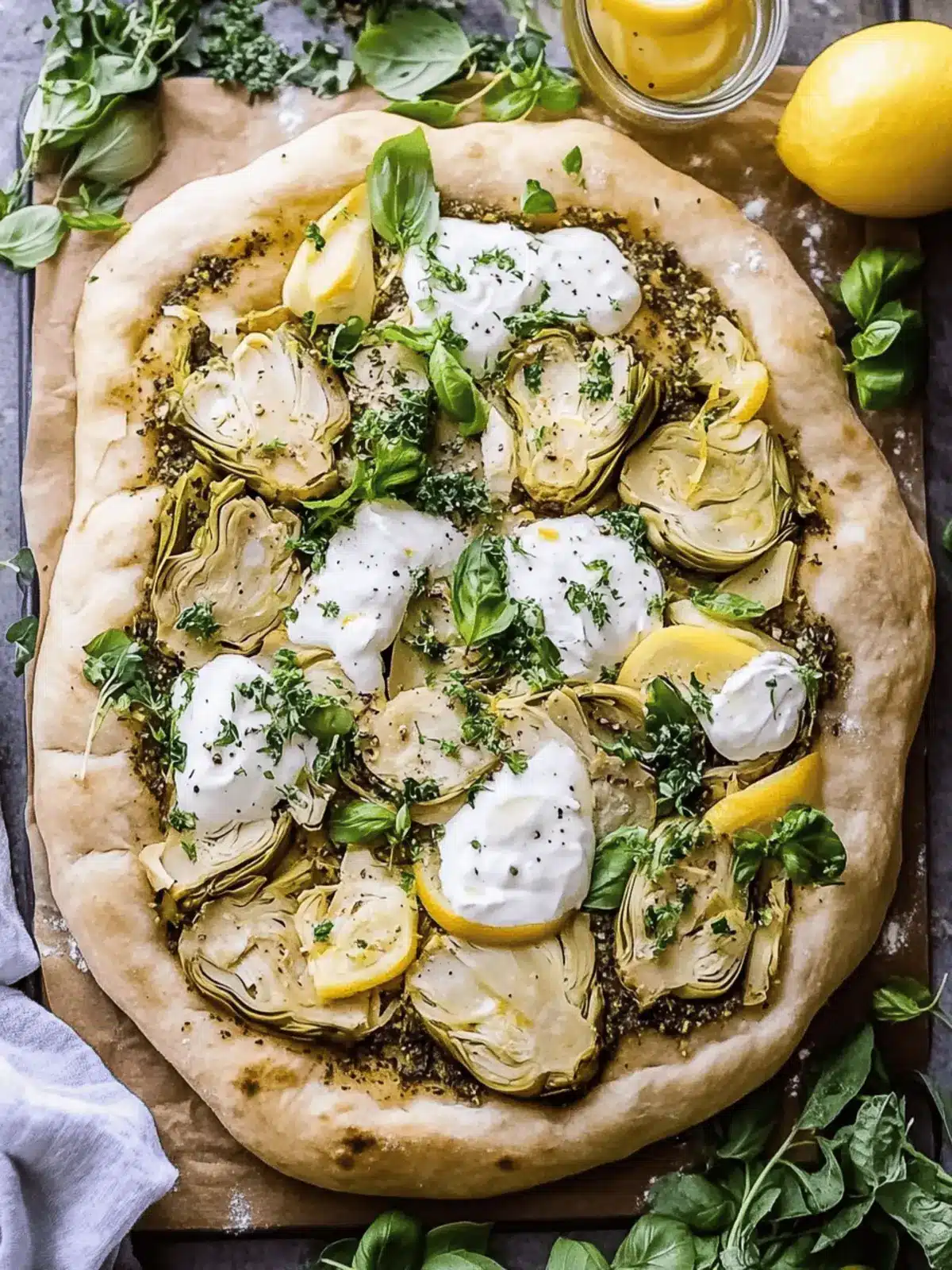Vegan Lemon Artichoke Flatbread with Za atar You'll Love 4 Vegan Lemon Artichoke Flatbread with Za atar