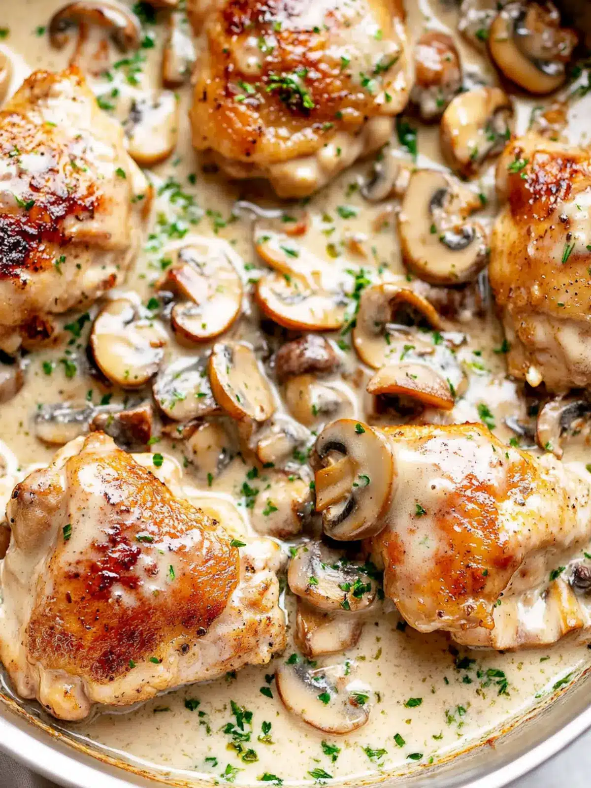 Crispy Boneless Chicken Thighs in Creamy Mushroom Sauce Bliss 4 Crispy Boneless Chicken Thighs in a Creamy Mushroom Sauce